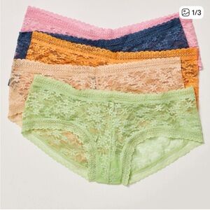 Free people daisy lace hipster 5 pack undies panty set underwear small